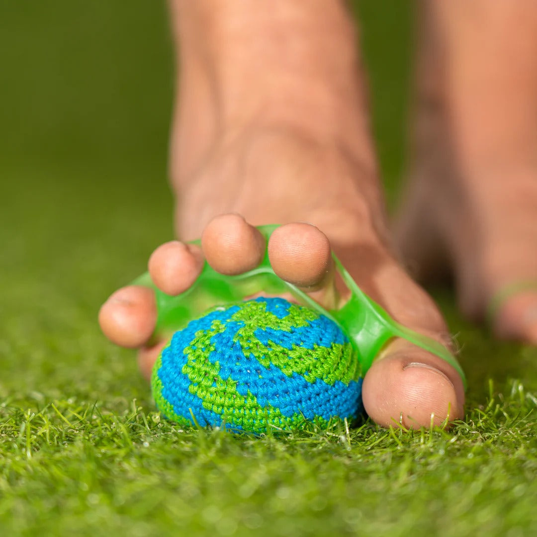Close up of the toe spreaders and the toe sack